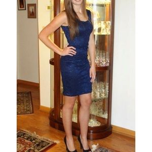 Maurices Studio Y Navy Blue Lace Dress; Size XS